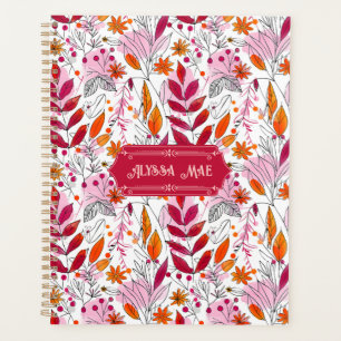 Alyssa Mae Hand Drawn Pink and Orange Foliage Planner