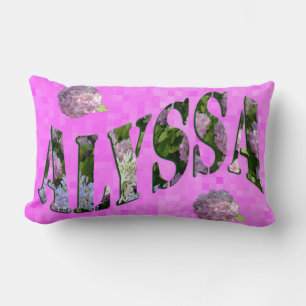 Alyssa Name Logo Made With Hydrangeas, Lumbar Cushion
