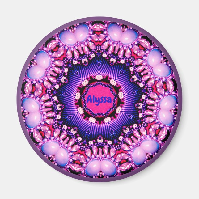 ALYSSA ~ Personalized Gems Pattern Fractal ~  Magnet (Front)