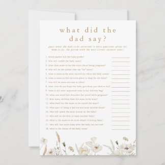 ALYSSA What Did The Dad Say Baby Shower Game Card
