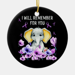 Alzheimer Awareness Cute Elephant I Will Remember  Ceramic Tree Decoration