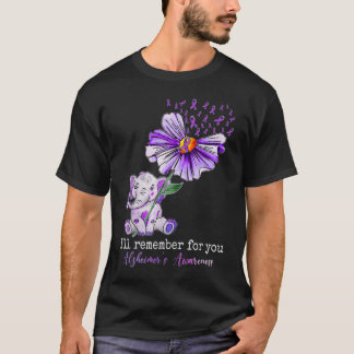 Alzheimer Awareness Cute Elephant I Will Remember  T-Shirt