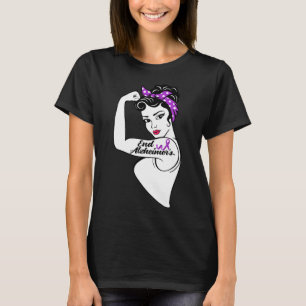 Alzheimer Awareness Strong Purple Ribbon Women Ban T-Shirt