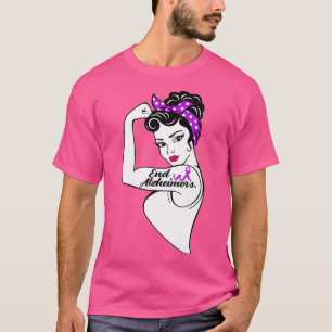 Alzheimer Awareness Strong Purple Ribbon Women Ban T-Shirt