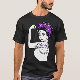 Alzheimer Awareness Strong Purple Ribbon Women Ban T-Shirt