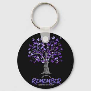 Alzheimer Awareness Tee For Men And Women Purple B Key Ring