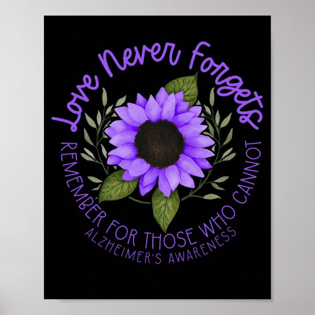Alzheimer Awareness Tee For Men And Women Purple S Poster (Front)