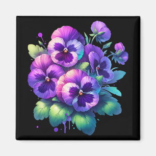 Alzheimer Purple Floral Pansy Dementia Alzheimer&# Magnet