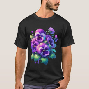Alzheimer Purple Floral Pansy Dementia Alzheimer&# T-Shirt