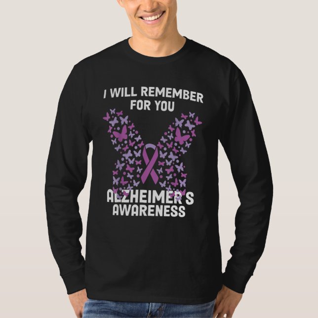 Alzheimer s Awareness Ribbon Purple Butterflies T-Shirt (Front)