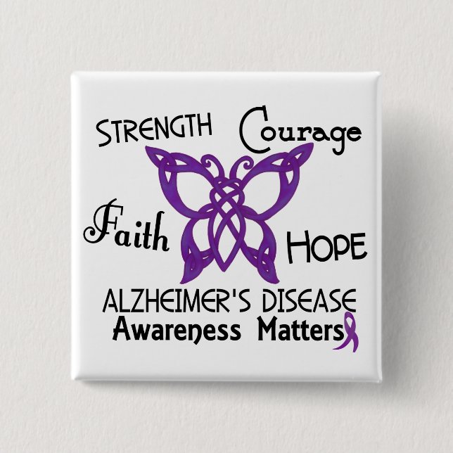 Alzheimer’s Disease Celtic Butterfly 3 15 Cm Square Badge (Front)