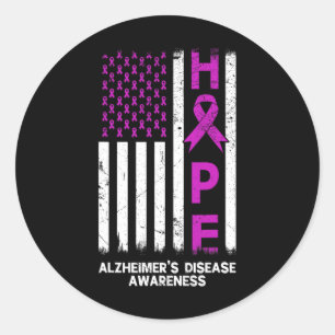 Alzheimerheimer Disease Awareness American Flag Me Classic Round Sticker