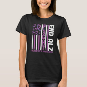 Alzheimers American Flag End Alz Alzheimer's Aware T-Shirt