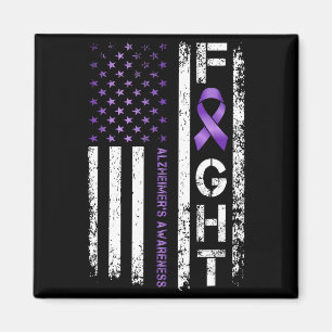 Alzheimers Awareness Alzheimer Flag USA for Men Magnet