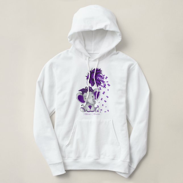Alzheimer'S Awareness Awareness Elephant Sunflower Hoodie (Design Front)