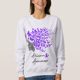 Alzheimer's Awareness Butterfly Swirl & Word Art Sweatshirt