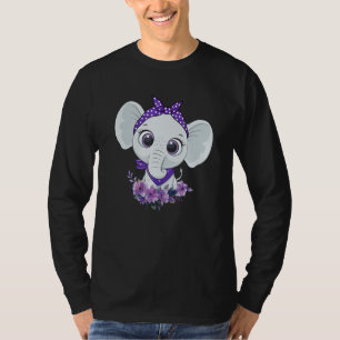 Alzheimer's Awareness Elephant Purple Flower Warri T-Shirt