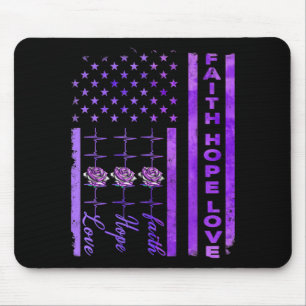 Alzheimers Awareness Faith Hope Love Purple Mouse Pad