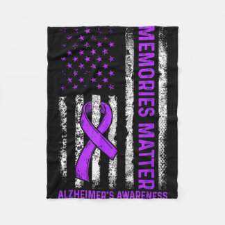 Alzheimer's awareness fight american usa flag fleece blanket