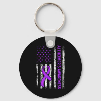Alzheimer's awareness fight american usa flag key ring