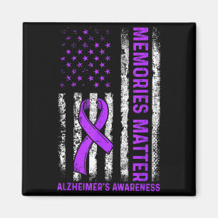 Alzheimer's awareness fight american usa flag magnet