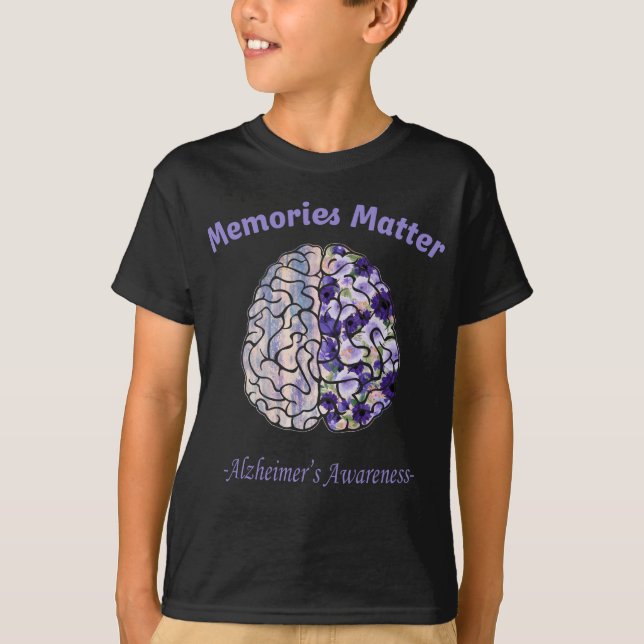 Alzheimers Awareness Flower colourful brain T-Shirt (Front)