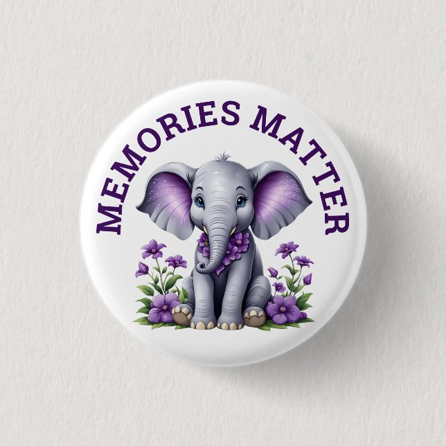 Alzheimer's Awareness Memories Matter Elephant  3 Cm Round Badge (Front)