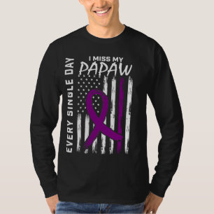 Alzheimers Awareness Papaw American Flag 4th of Ju T-Shirt