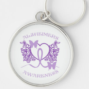 Alzheimers Awareness Purple Butterflies Key Chain4 Ring