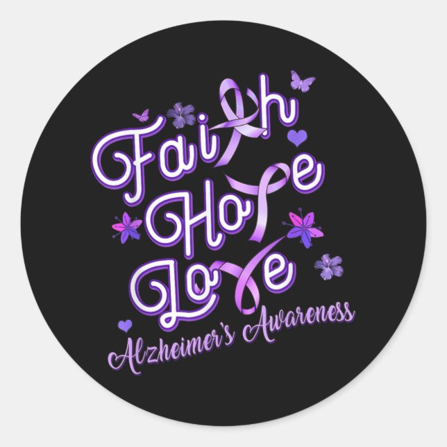 Alzheimer's Awareness Purple Ribbon Products Faith Classic Round Sticker (Front)