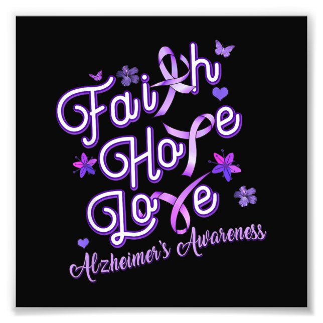 Alzheimer's Awareness Purple Ribbon Products Faith Photo Print (Front)