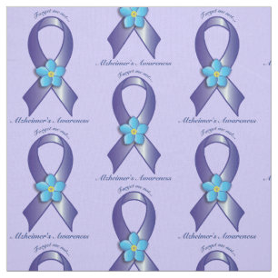 Alzheimer's Awareness Ribbon with Forget Me Not Fabric