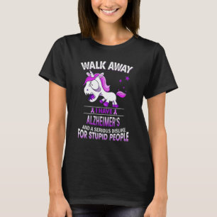 Alzheimers Awareness Unicorn Purple Rinbbon Warri T-Shirt