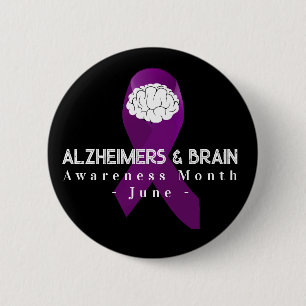 Alzheimer's & brain Awareness Month June  6 Cm Round Badge