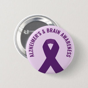 Alzheimer's & Brain Awareness Purple Ribbon 6 Cm Round Badge