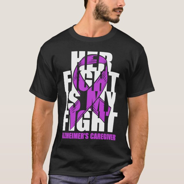 Alzheimer's Caregiver Awareness Purple Ribbon Her  T-Shirt (Front)