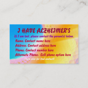 Alzheimer's Contact (lost) Card