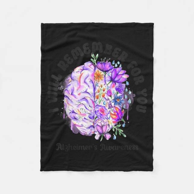 Alzheimer's dementia awareness support brain will fleece blanket (Front)