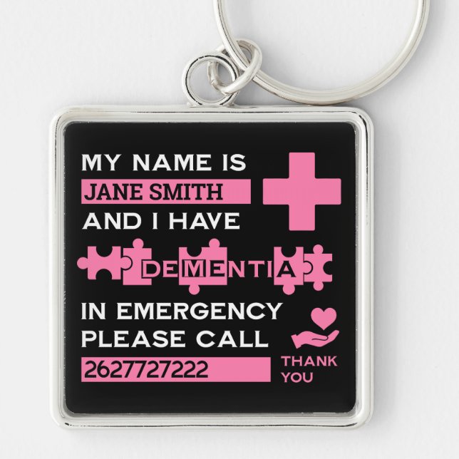  Alzheimer's Disease Alert Key Ring (Front)