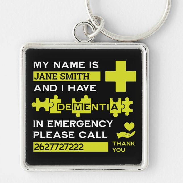  Alzheimer's Disease Alert Key Ring (Front)