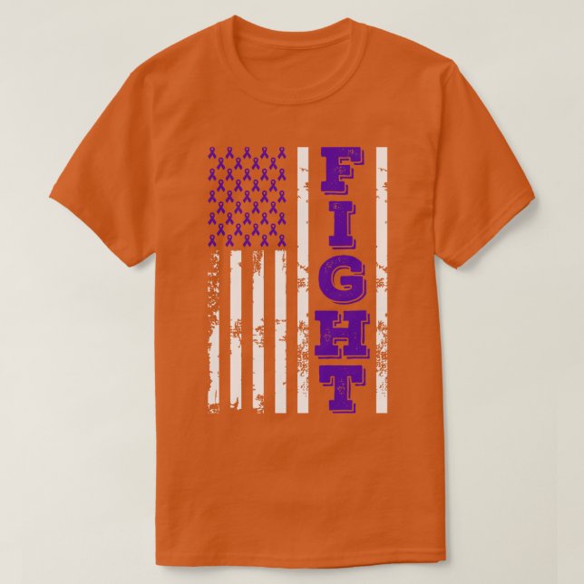 Alzheimers Disease Awareness Fight American Flag 4 T-Shirt (Design Front)