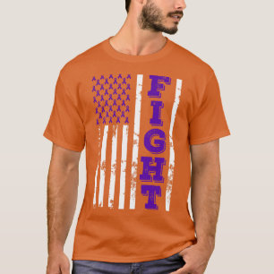 Alzheimers Disease Awareness Fight American Flag 4 T-Shirt