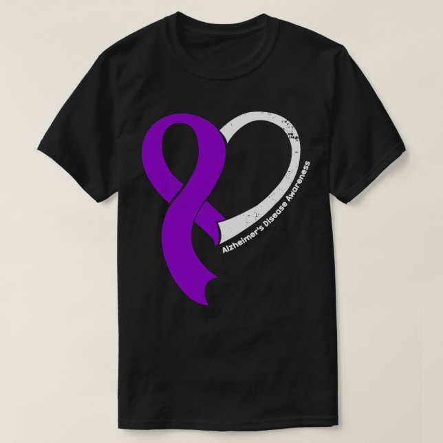 Alzheimers Disease Awareness Hople Love Heart Ribb T-Shirt (Design Front)