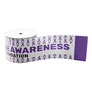 Alzheimer's Disease Awareness Pattern Ribbon Grosgrain Ribbon