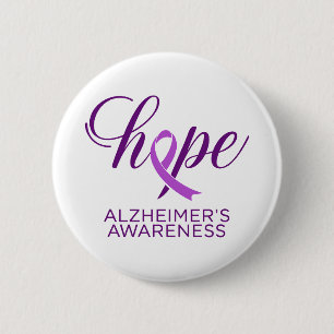 Alzheimer's Disease Awareness Purple Ribbon 6 Cm Round Badge