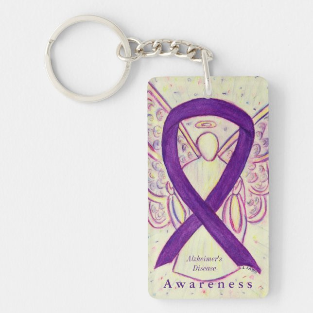 Alzheimer's Disease Awareness Ribbon Keychain (Front)