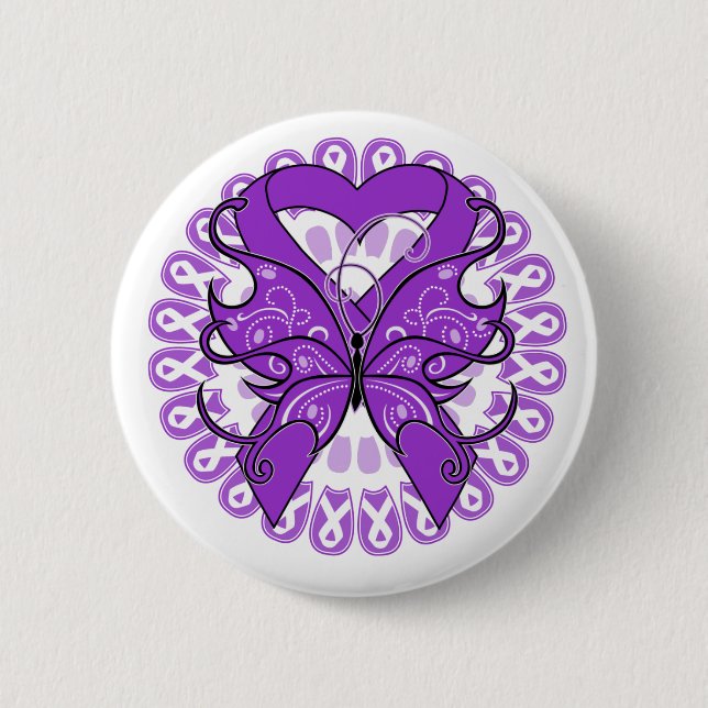 Alzheimers Disease Butterfly Circle of Ribbons 6 Cm Round Badge (Front)