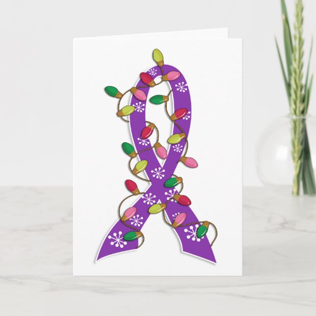 Alzheimer's Disease Christmas Lights Ribbon Holiday Card (Front)
