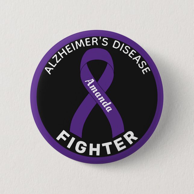 Alzheimer's Disease Fighter Ribbon Black Button (Front)