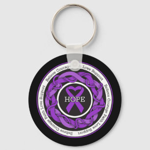 Alzheimers Disease Hope Intertwined Ribbon Key Ring